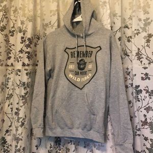 S light gray sweatshirt w hoodie! Disneyland “Smokey the Bear” logo. Plain back.
